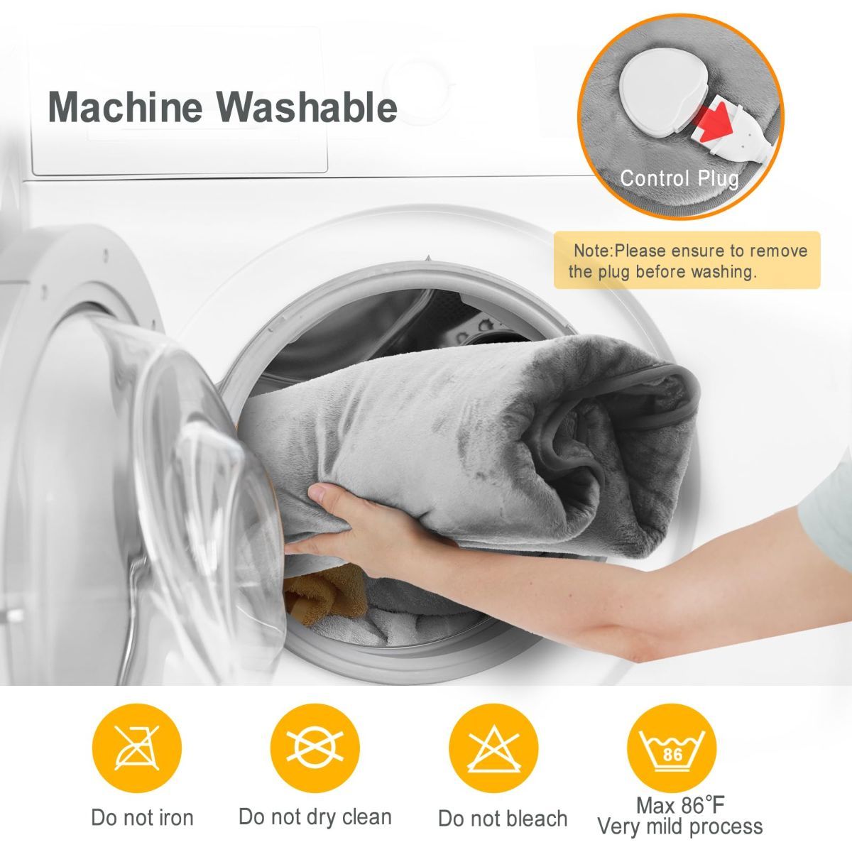 Fast Heating Electric Heating Pad for Neck and Shoulder and Back with 6 Heating Settings & 4 Timer, Large Size Heated Wrap with Auto Shut Off & Machine Washable (Silver Gray, 37x24 inch)