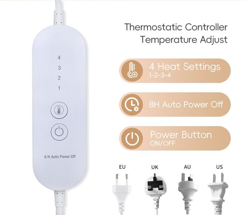 Heated Blanket Electric Throw,4 Heat Settings & 8H Auto Shut-Off Double Helix Fast Heating Electric Blanket,Skin-Friendly Cotton & Non-Slip Design Heated Throw with Overheat Protection - White - Size 59*31.4"