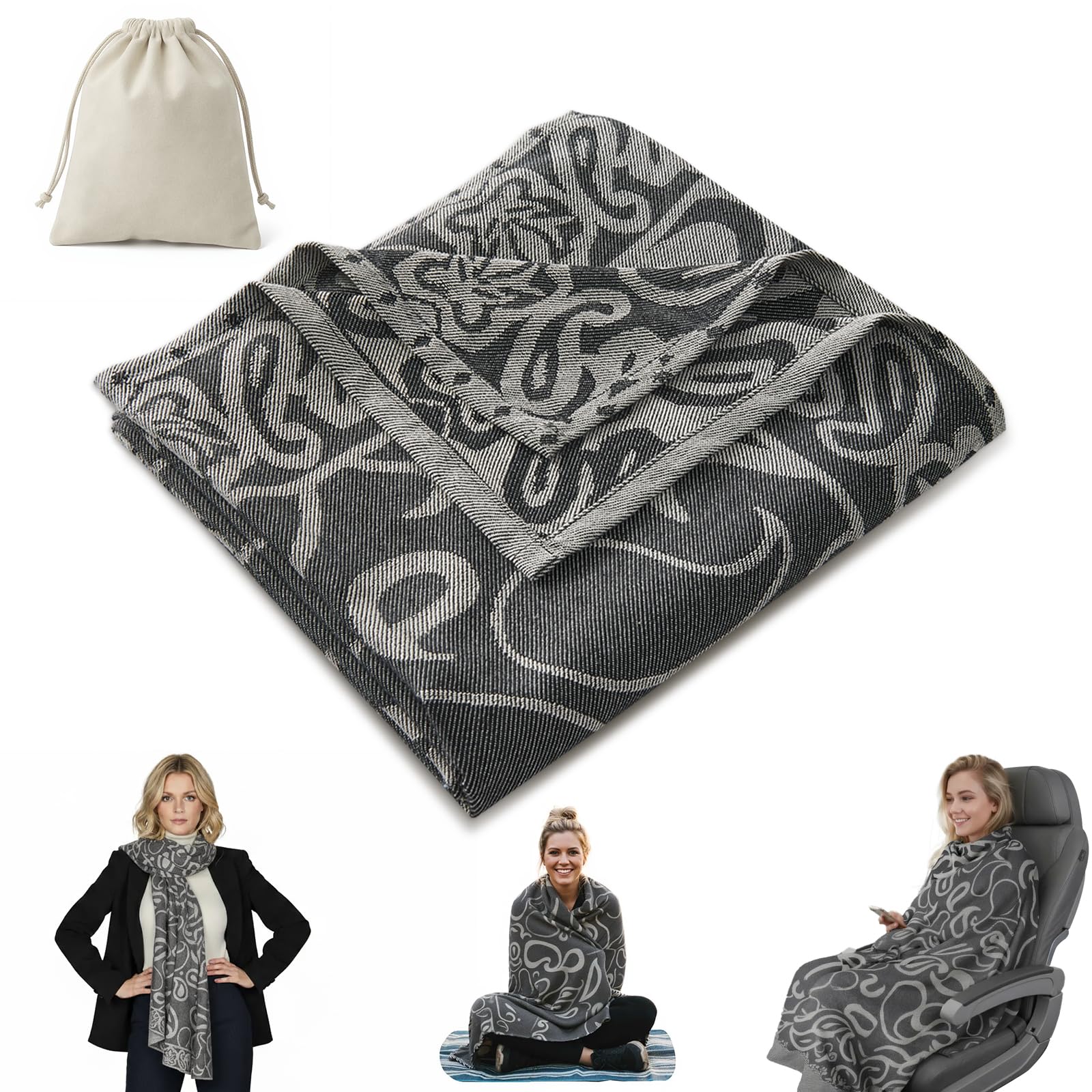 Premium Travel Blanket – Ultra-Soft Knit Wrap for Airplane, Car, Office Naps, and Gifts – Lightweight, Breathable, and Stylish with Storage Bag (Brown)