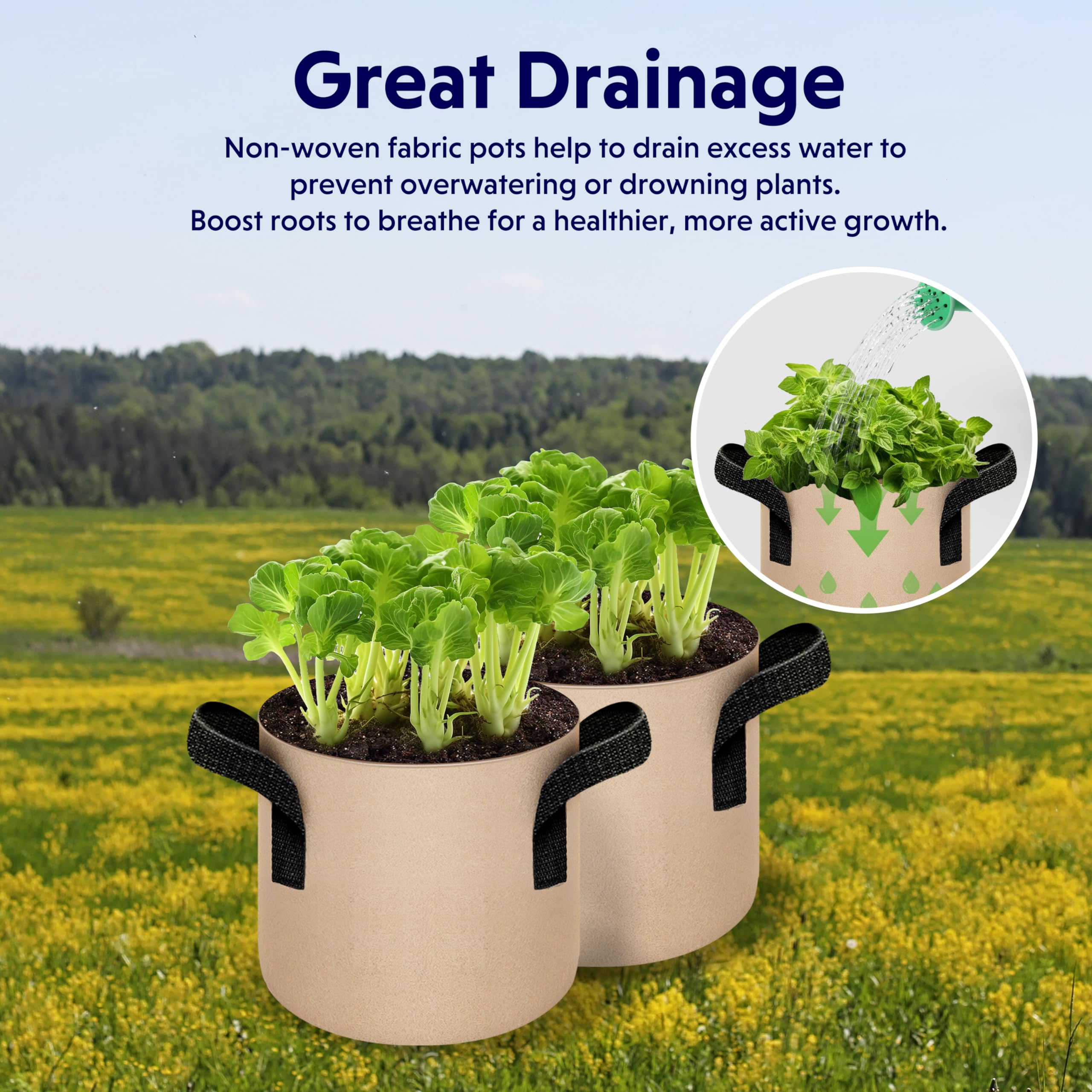 10-Pack 1-Gallon Fabric Grow Bags – Heavy-Duty Breathable Non-Woven Plant Pots with Handles for Vegetables, Herbs, Flowers (Camel)