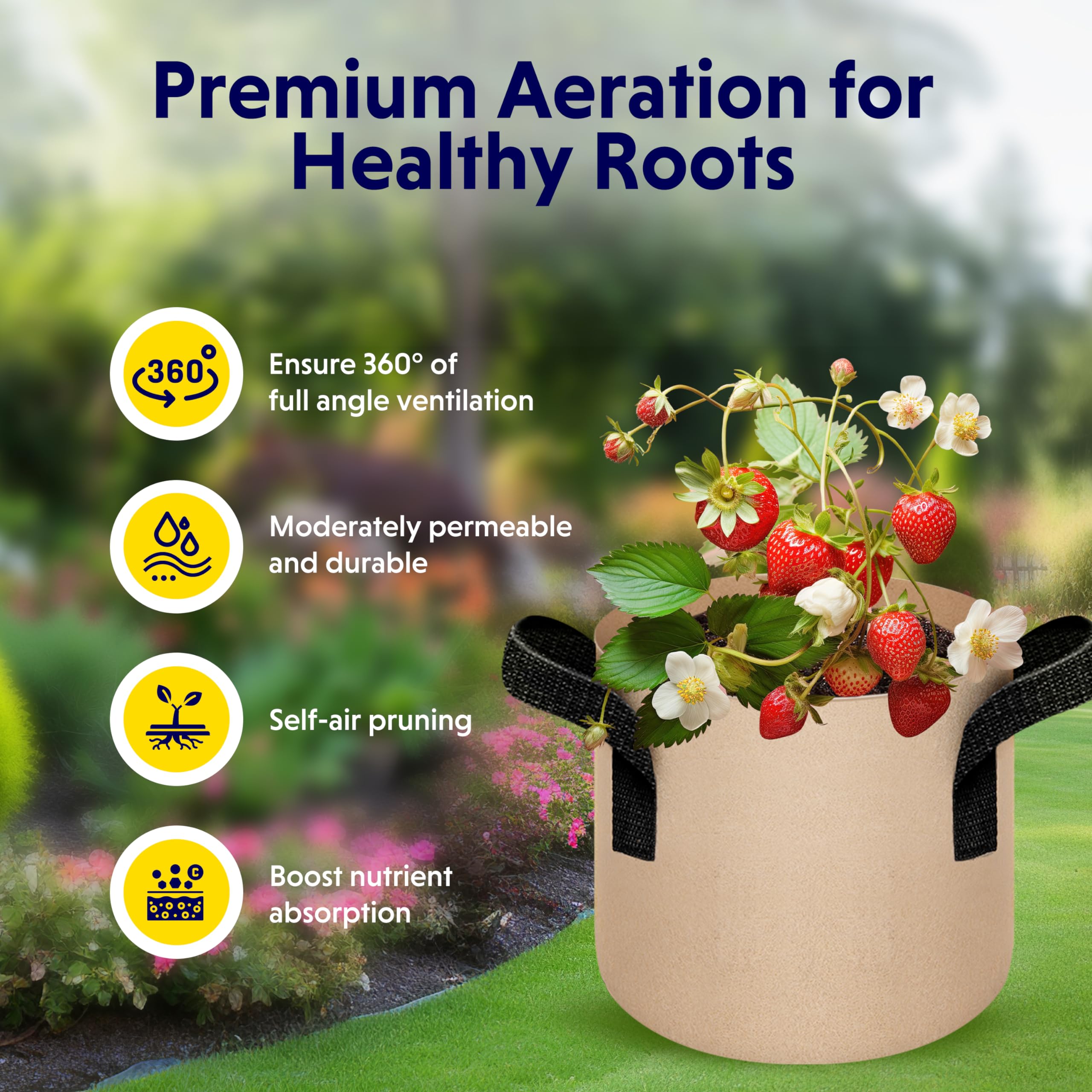 10-Pack 3-Gallon Fabric Grow Bags – Heavy-Duty Breathable Non-Woven Plant Pots with Handles for Vegetables, Herbs, Flowers (Camel)