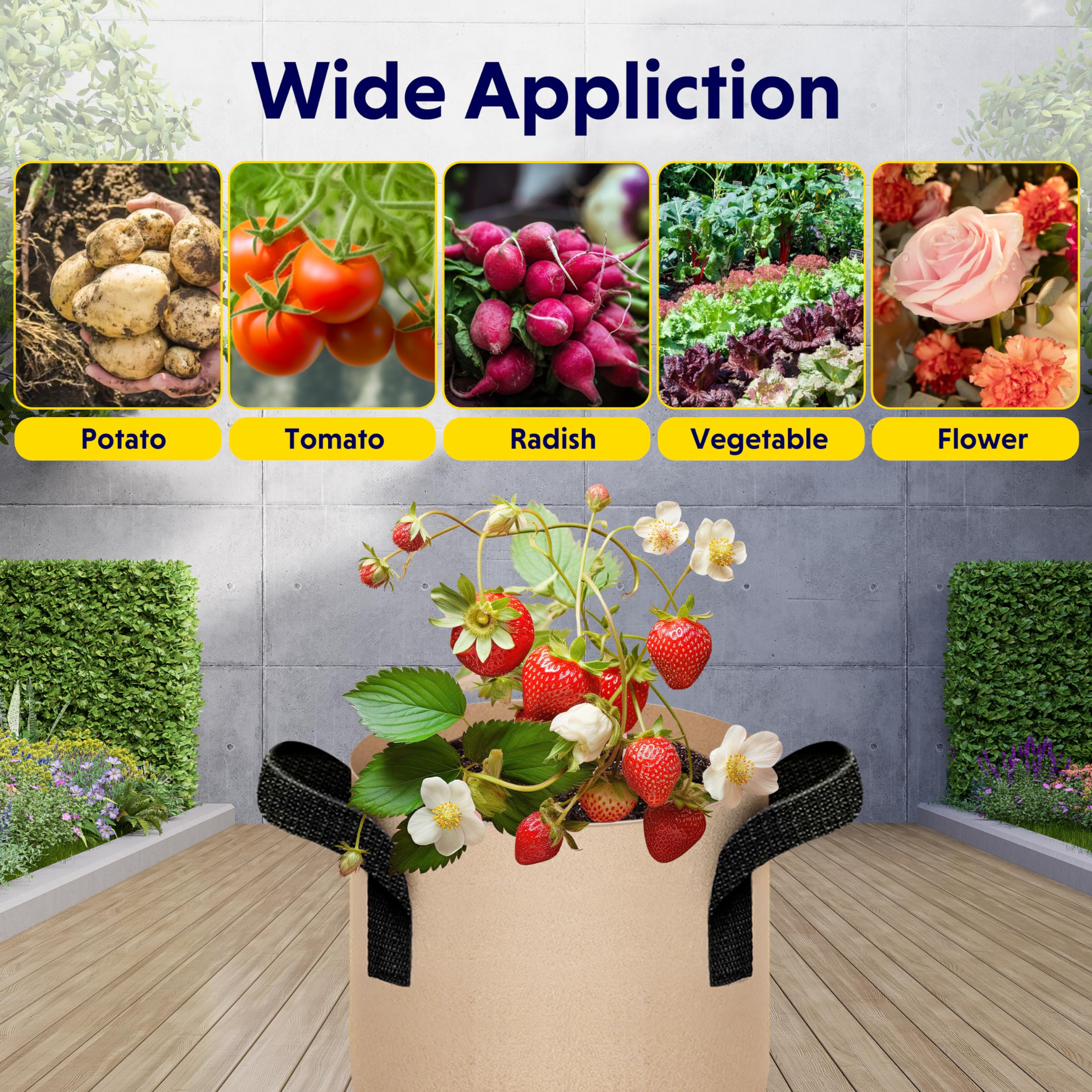 10-Pack 3-Gallon Fabric Grow Bags – Heavy-Duty Breathable Non-Woven Plant Pots with Handles for Vegetables, Herbs, Flowers (Camel)