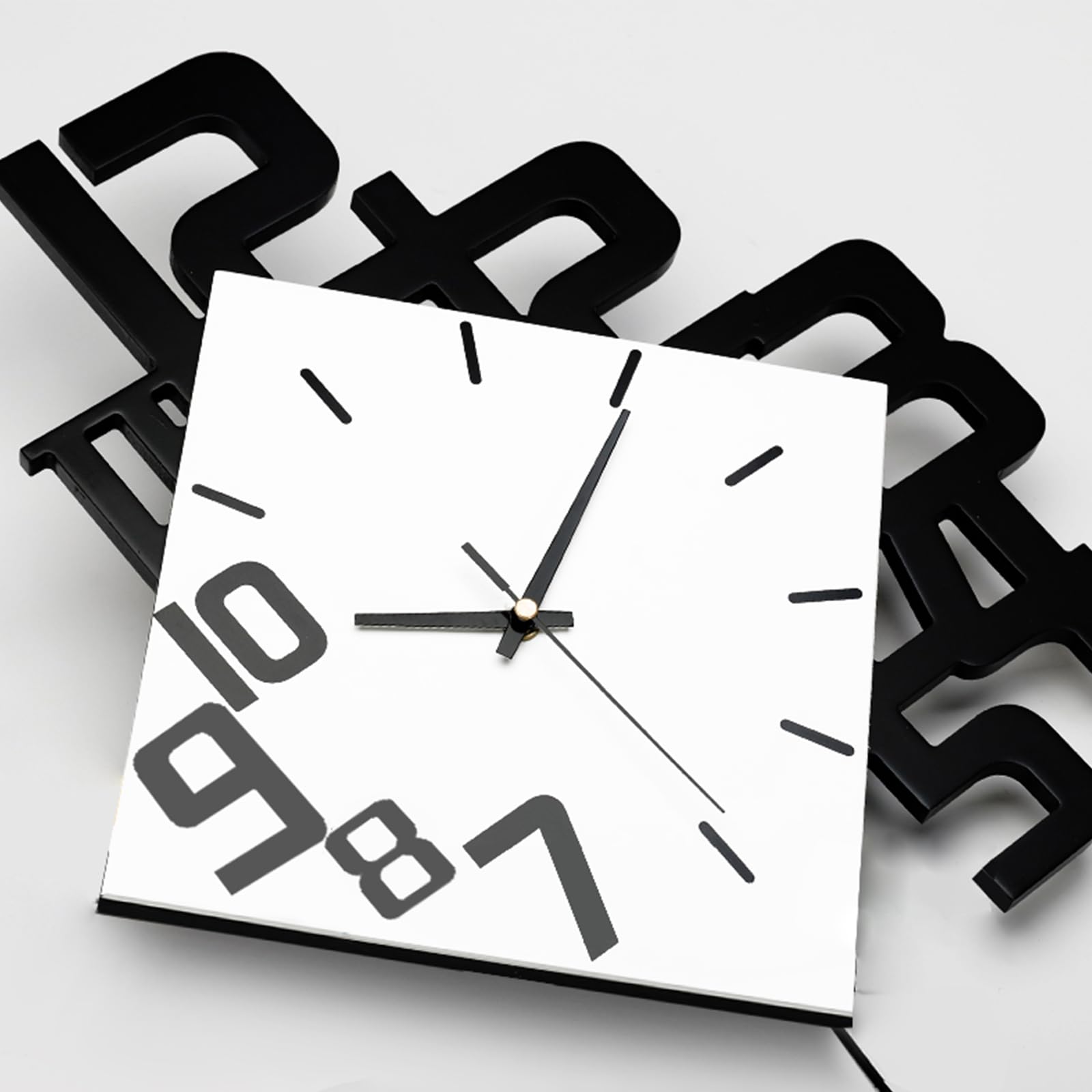 Modern Diamond Wall Clock – Creative 3D Design Silent Quartz Wall Clock for Living Room, Bedroom, Office, Home Decor, Battery Operated (Black-White)