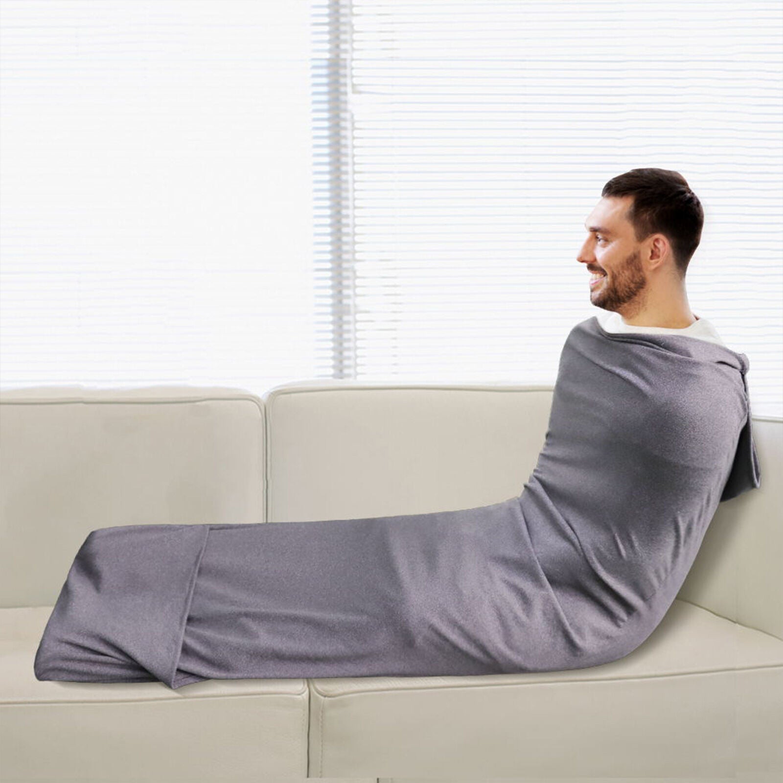 Hooded Sleep Pod: Kids Wearable Blanket – Comfy Hooded Cocoon, Cooling, Machine Washable (Grey, 150×40cm)