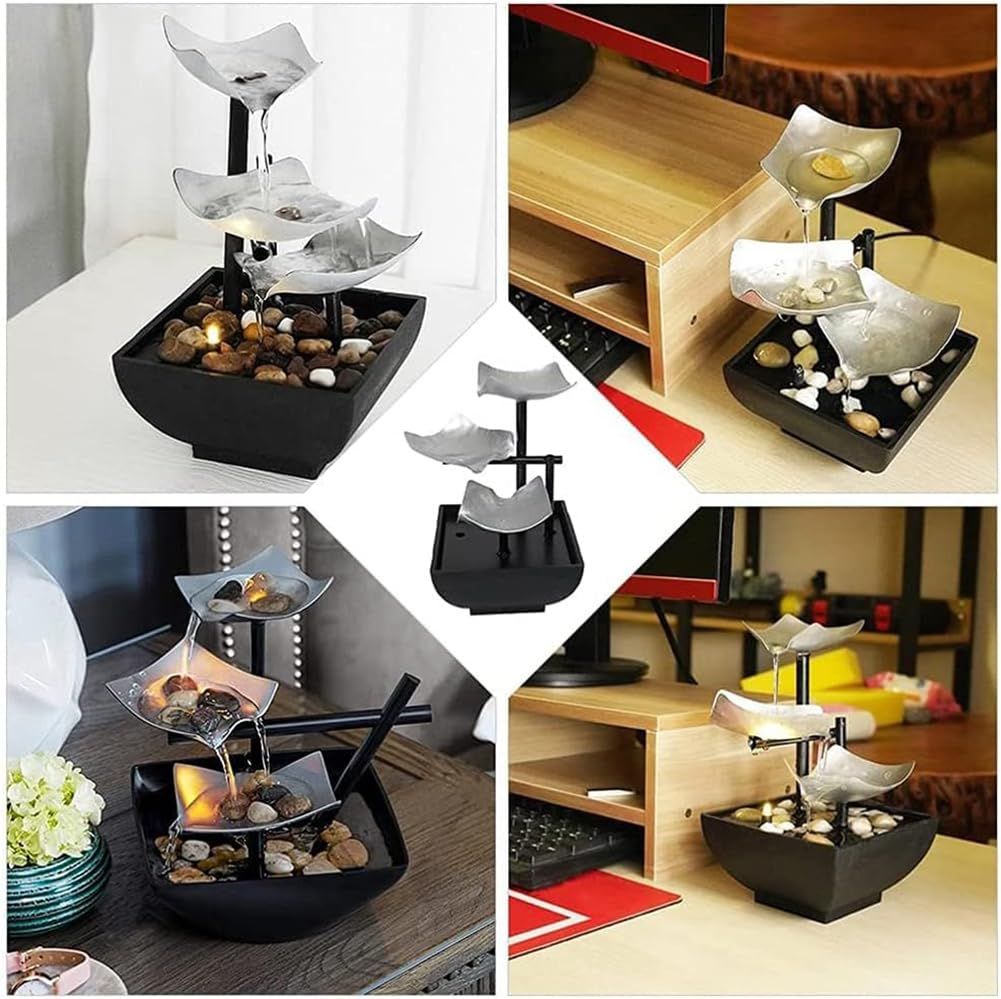Mini Tabletop Water Fountain for Home Office, Relaxing Zen Water Feature for Calm Ambiance (Black)