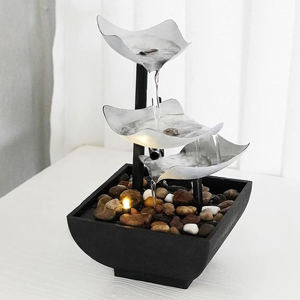 Mini Tabletop Water Fountain for Home Office, Relaxing Zen Water Feature for Calm Ambiance (Black)