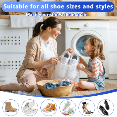 2-Pack Reusable Shoe Washing Machine Bag – White Protective Laundry Bag for All Shoes, Anti-Deformation & Deep Clean with Zipper Lock (White)