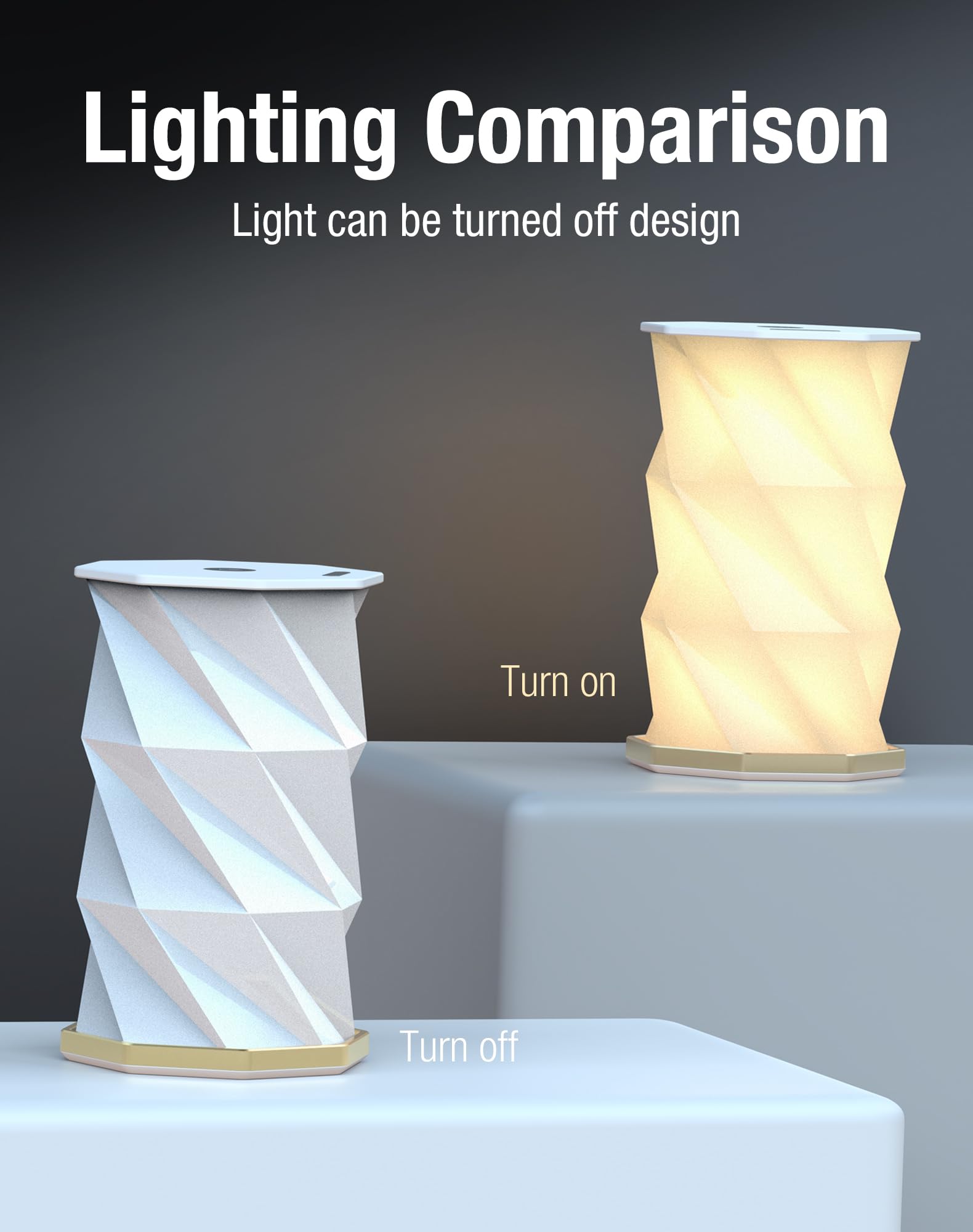 Foldable Rotating Table Lamp with Touch Control – Portable LED Desk Light for Home, Camping & Gifts, Adjustable Height & Warm Glow (White)