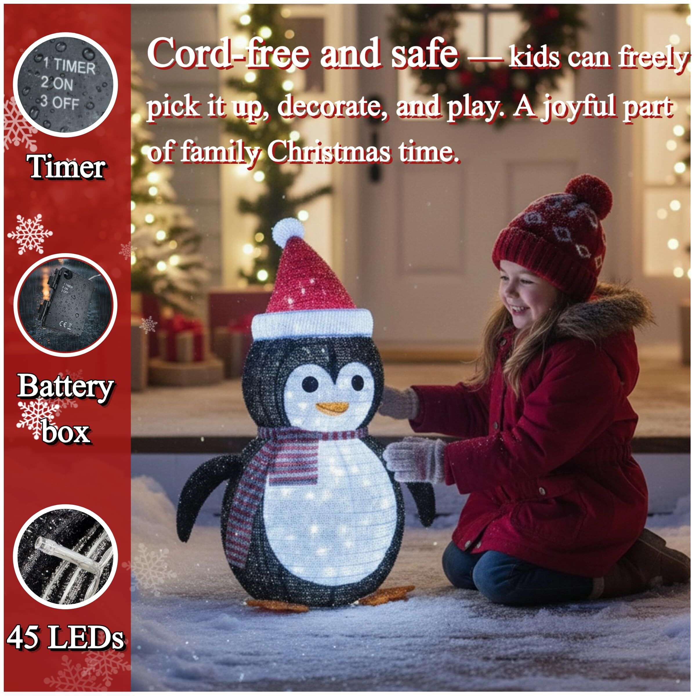 Christmas Penguin Lantern LED Collapsible Outdoor Garden Decoration
