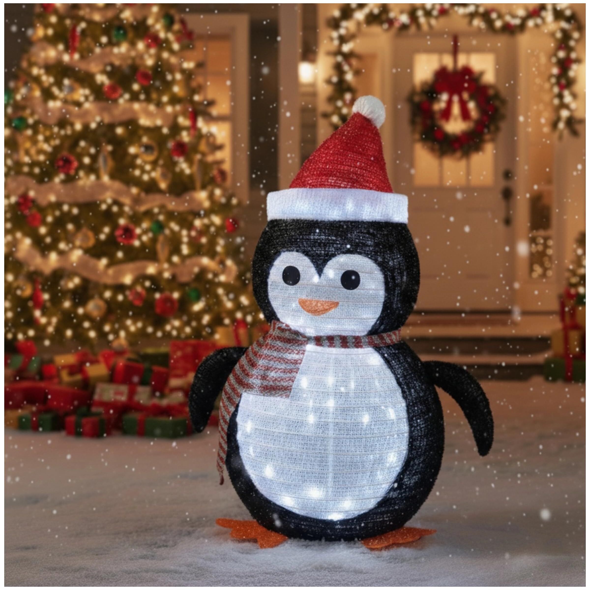 Christmas Penguin Lantern Set LED Decoration Lights Outdoor Yard Xmas Decor