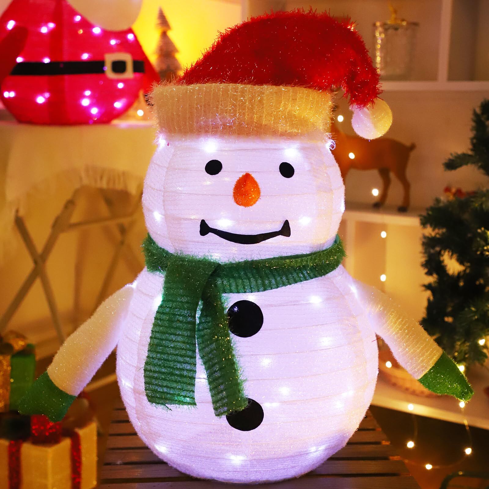 2x LED Christmas Snowman Lantern Set Collapsible Pop Up Outdoor Yard Garden Decor