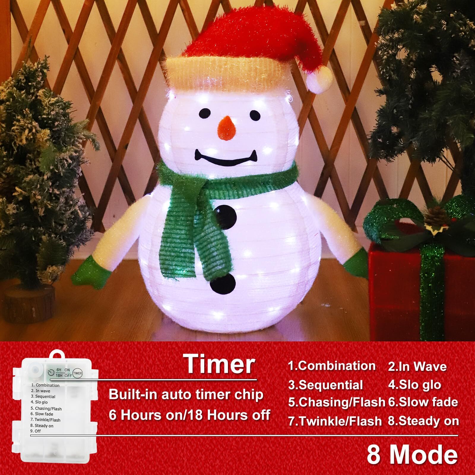 2x LED Christmas Snowman Lantern Set Collapsible Pop Up Outdoor Yard Garden Decor