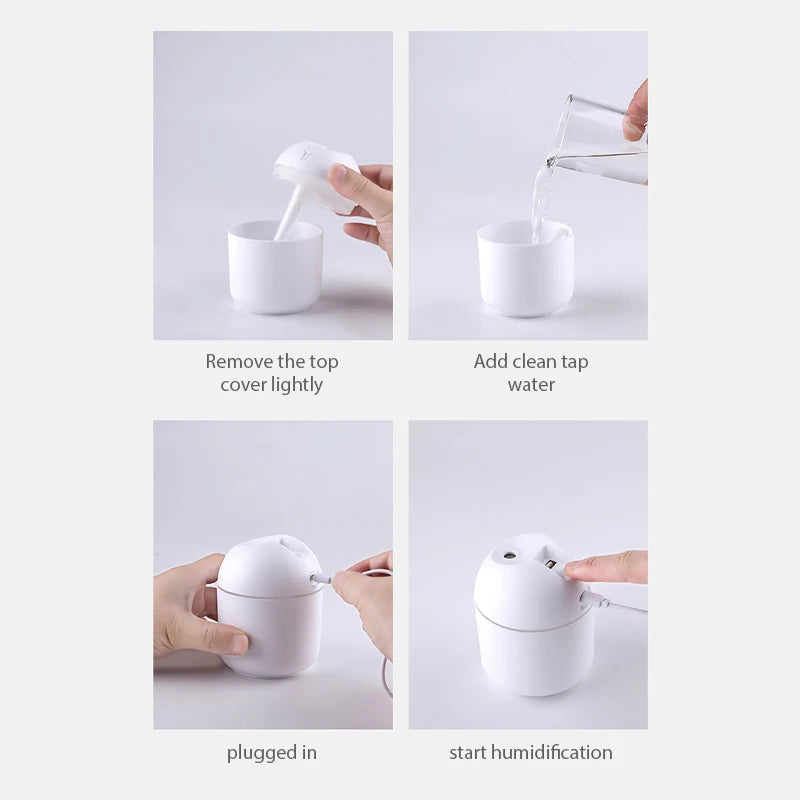 250ml Essential Oil Diffuser Ultrasonic LED Humidifier Mini Night Light