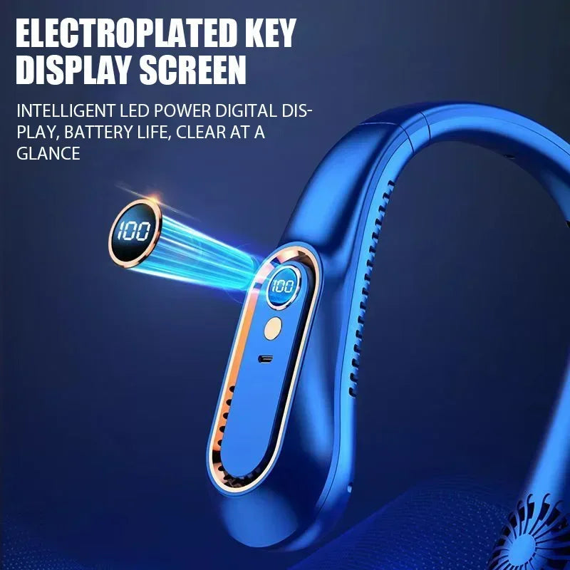 NNEOBA Neck Bladeless Fan Mini Portable-Blue