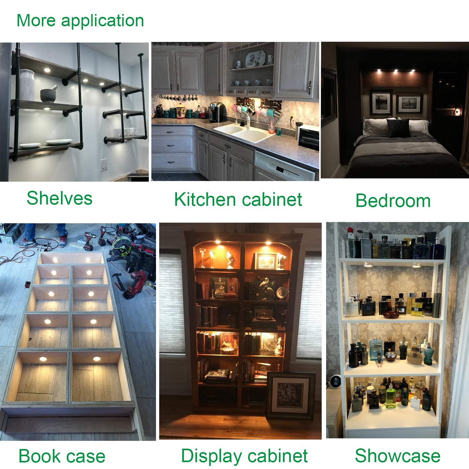 Dimmable & Timing Under Counter Lights Kitchen with Wireless RF Remote,Ultra-Thin 240V LED Cabinet Lights,12W Shelf Lights，4 Lights,Daylight White