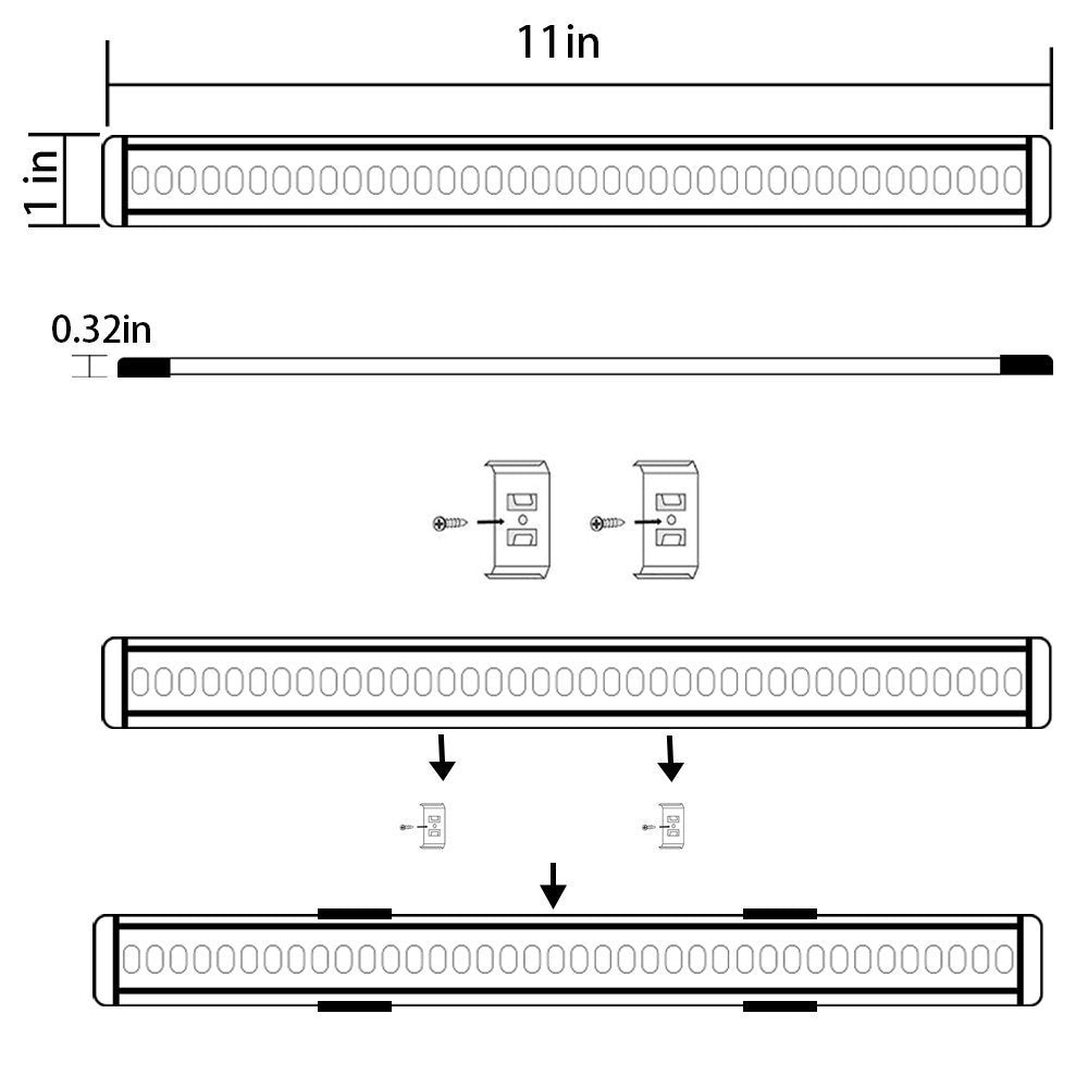 Dimmable LED Under Cabinet Lighting Bar, 12V Under Counter LED Light Strip Linkable Kit with Rocker Switch Kitchen,Showcase,Worktop, Shelf Lighting(8 Panel Kits Warmwhite)