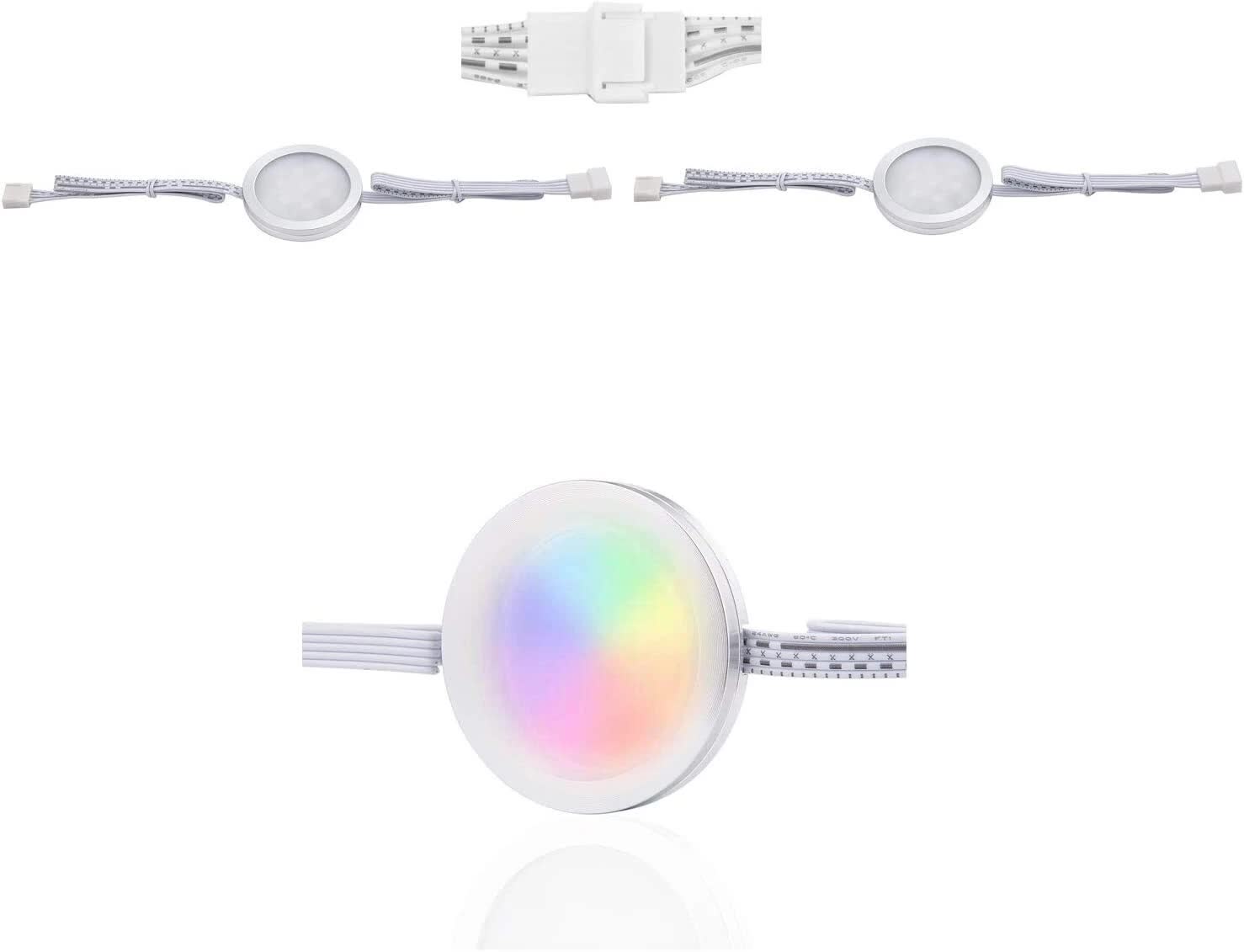 Under Counter LED Light Kit, RGBWW Under Cabinet Lighting, 10 Packs Colored Cabinet Lights with Wireless 40-Key IR Dimmable Remote Control (10 Lights)