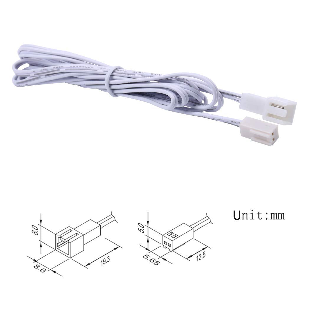 Extension Cables 9.84FT LED Under Cabinet Puck Lighting, 2-Pin Male and Female Cable Connector Extension Cords for Led Puck Lights with White Cords (6 Pack) 2-PIN ONLY