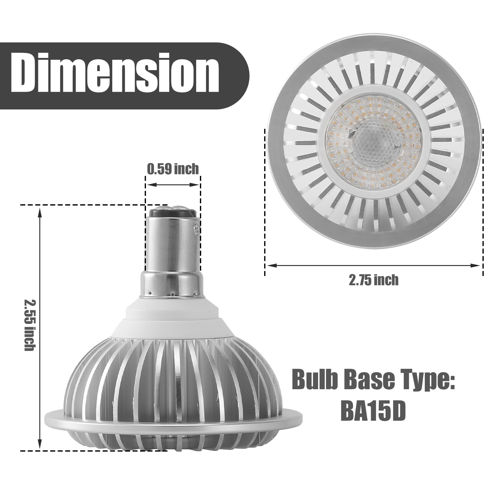 AR70 LED Light Bulb BA15D B15 Base, AC/DC12V Input, 7W 500lm for Home Household Commercial Lighting, 50W Halogen Lamp Replacement(Natural White,4 Pack)
