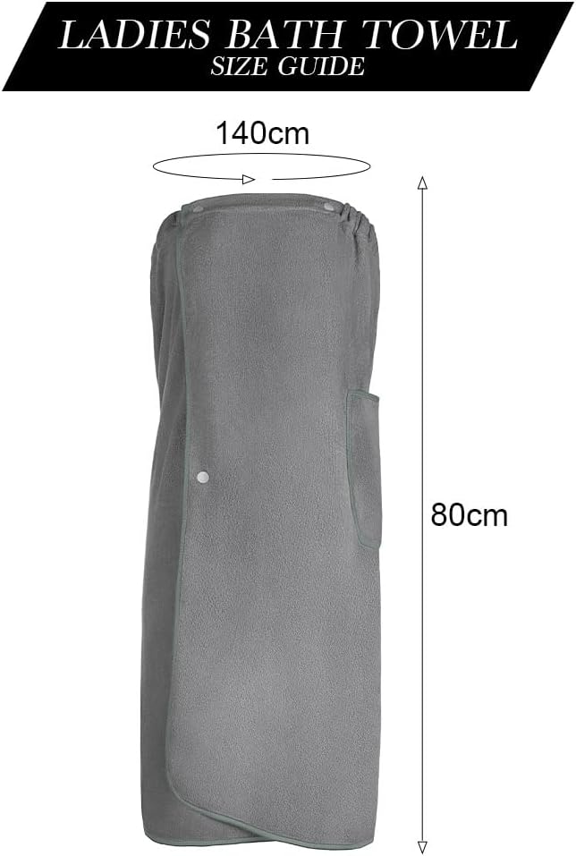 Sauna Skirt for Women with Pockets and Buttons Long Towel Grey