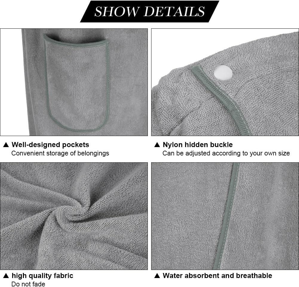 Sauna Skirt for Women with Pockets and Buttons Long Towel Grey