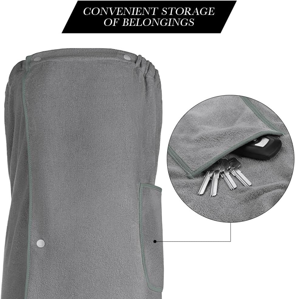 Sauna Skirt for Women with Pockets and Buttons Long Towel Grey