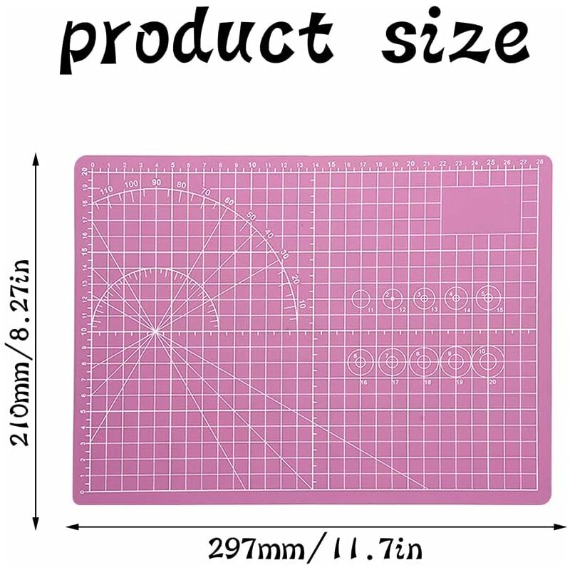Cutting Mat, Sewing Mat, Cutting Base, Cutting Pads, Self-Healing Cutting Mat, for Fabric, Quilting, Sewing, Scrapbooking (Pink)