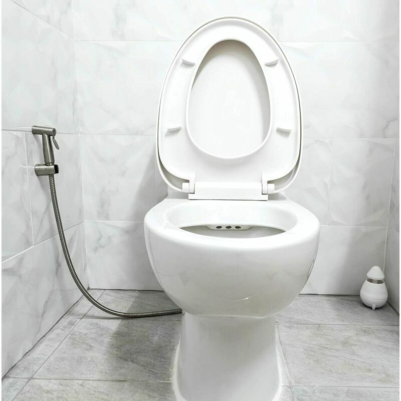 DEBUNS Toilet Bidet Kit with Shower Head, Handheld Sprayer with Hose, Stainless Steel Holder and 2 Seals