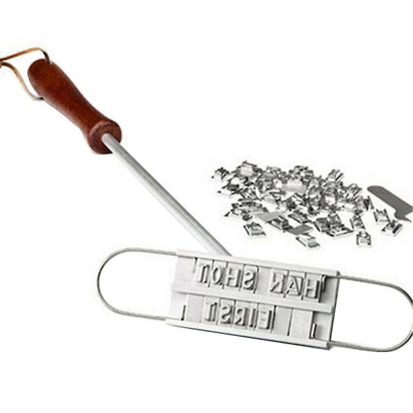 Barbecue Meat Stamp Wooden Handle DIY Steak Branding Tool