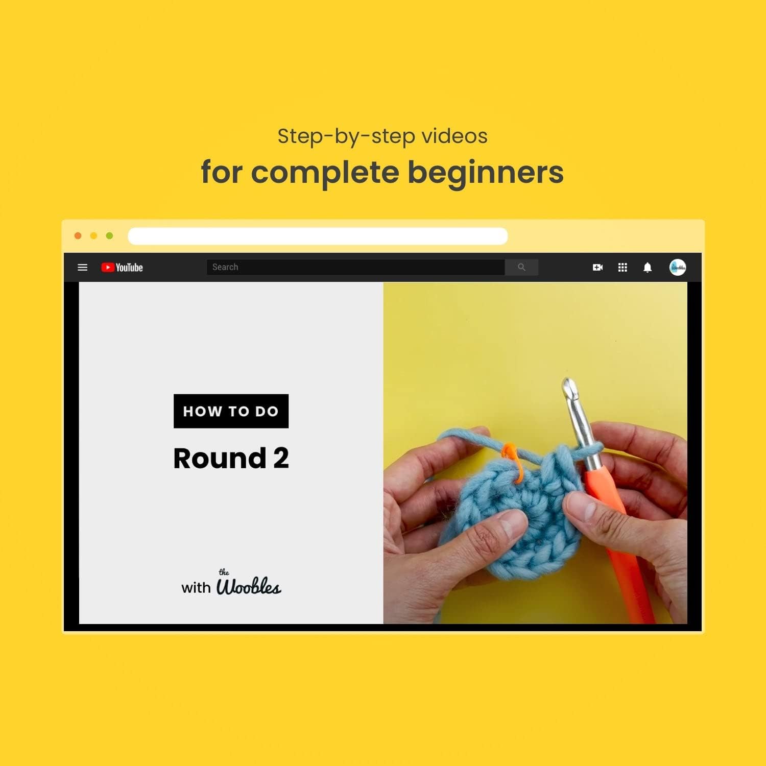 Woobles crochet set for beginners in simple pea yarn, as seen on Shark Tank Penguin