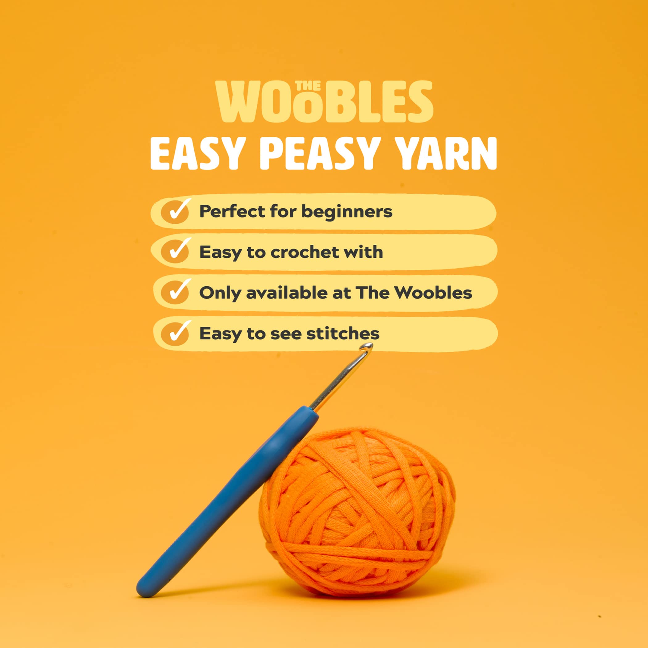 Woobles crochet set for beginners in simple pea yarn, as seen on Shark Tank Penguin