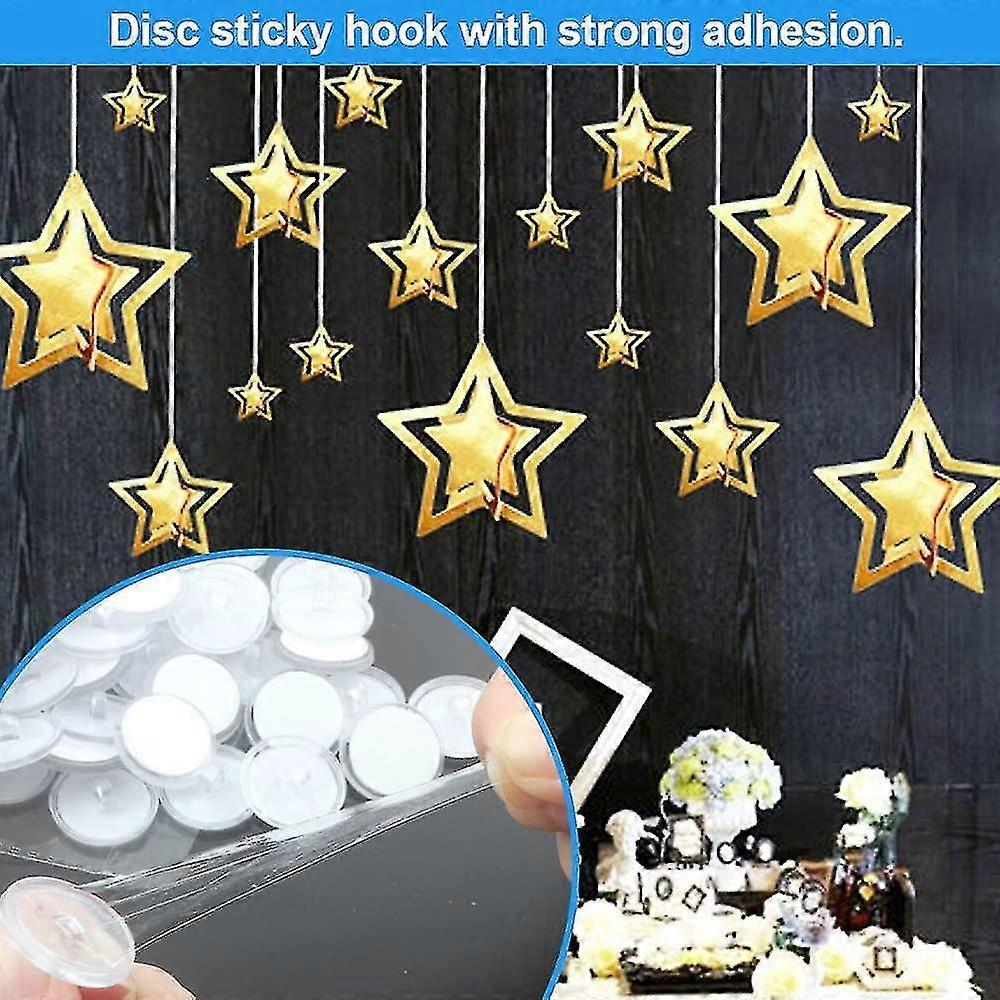 Shibaod_max 50 pcs 20mm Self-Adhesive Ceiling Hooks, Wall Hooks for Suspension, No Drilling Needed, White Plastic Hooks