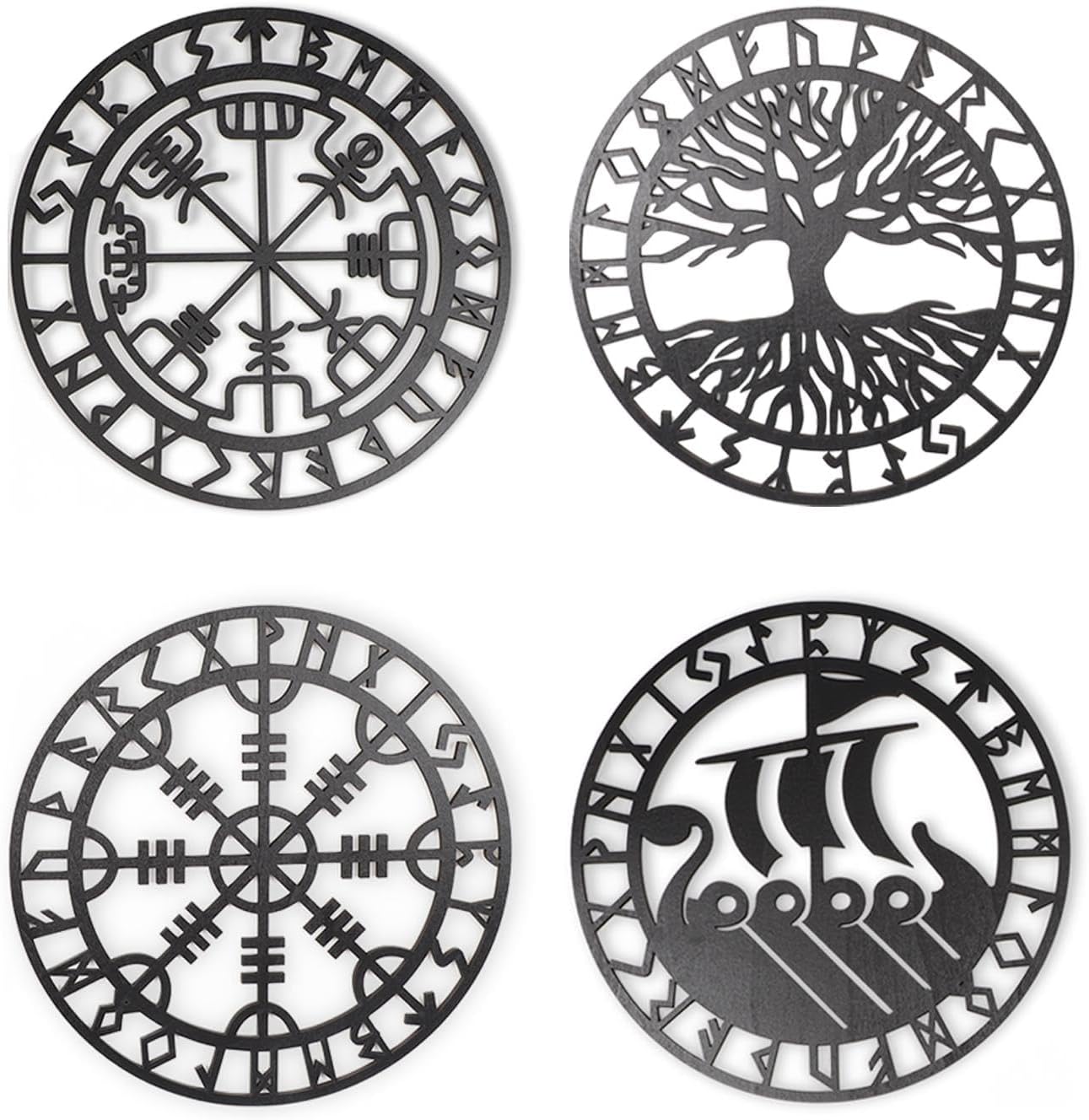 Metallic Viking Wall Art Nordic Compass Decor for Bedroom Living Room