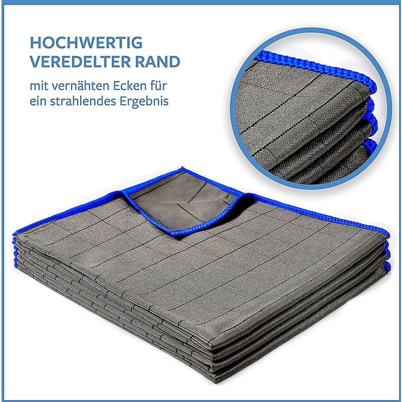 4X Professional Microfiber Glass Cloths 400Gsm - Streak-Free Cleaning Of Windows, Glasses - Extremely Absorbent,