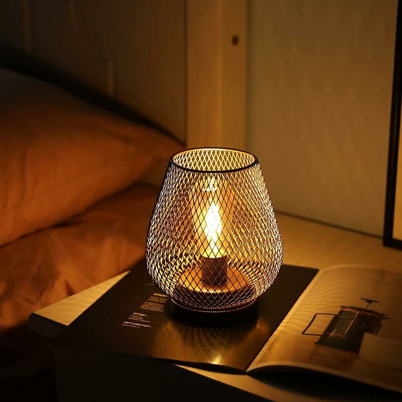 LED Lantern Metal Cage Battery Powered With LED Ideal For Weddings, Parties, Patio Events, Indoor And Outdoor Use