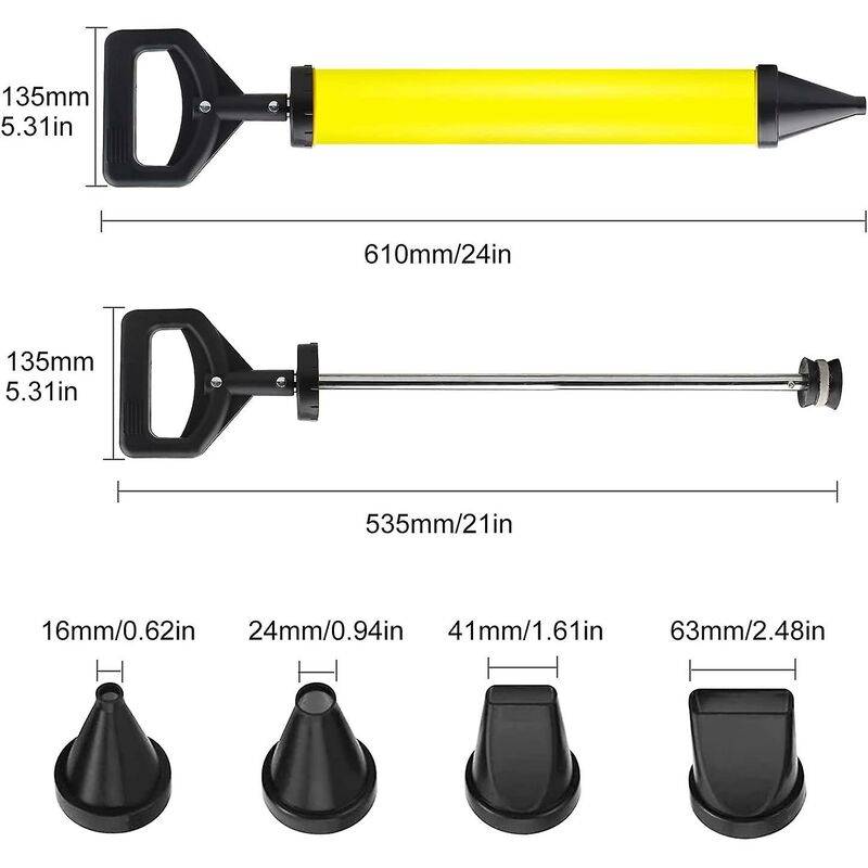 Cement Grout Gun Mortar Joint Gun - Manual Mortar Pump With 4 Nozzles - Mortar Gun With Accessories