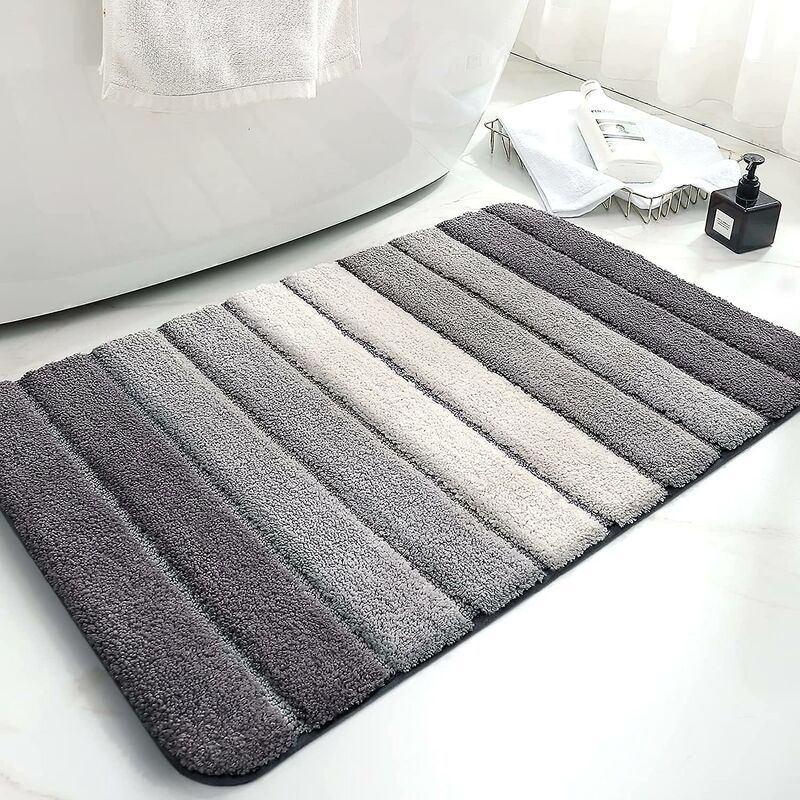 Non-Slip Bath Mat, Extra Soft Bathroom Rug, Machine Washableable, Water Absorbent, 40 X 60 Cm, Grey