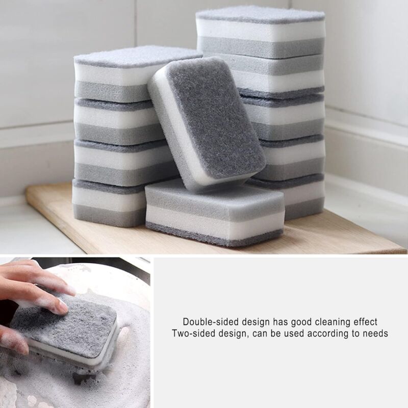 24 Pack Kitchen Cleaning Sponges Bulk, Non-Scratch Dish Sponges For Bathroom, Dishwashing, And Dishes - Gray