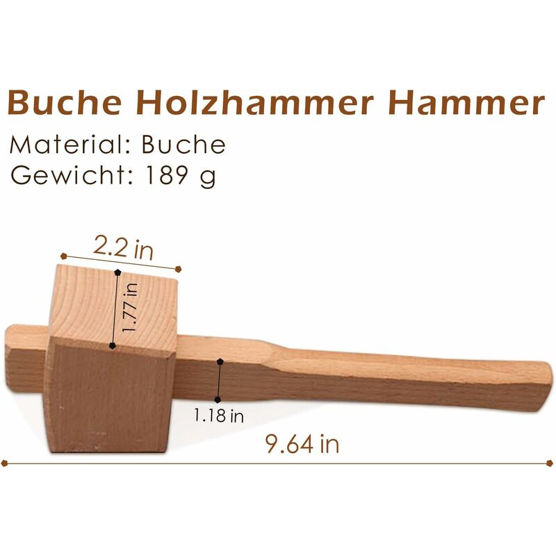 Beech Wood Mallet Hammer With Comfortable Grip Angled Striking Surface Woodworking Hammer For Carpentry Diy Woodworking