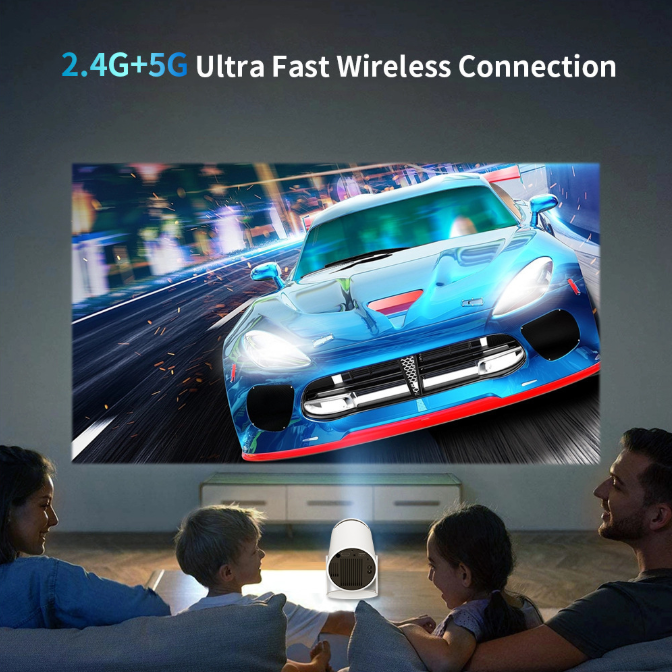 HY300PRO Mini Projector with WiFi and Bluetooth, Portable Projector 720p Support, Auto Keystone, 180 Degree Rotation, Smart Proyector for Home Outdoor
