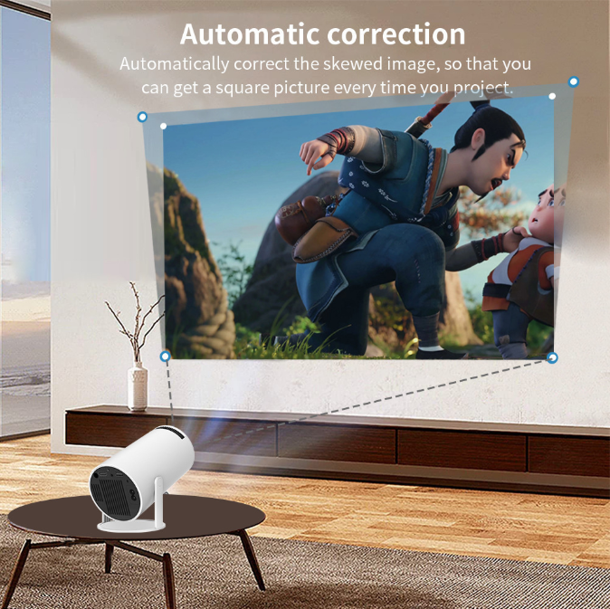 HY300PRO Mini Projector with WiFi and Bluetooth, Portable Projector 720p Support, Auto Keystone, 180 Degree Rotation, Smart Proyector for Home Outdoor