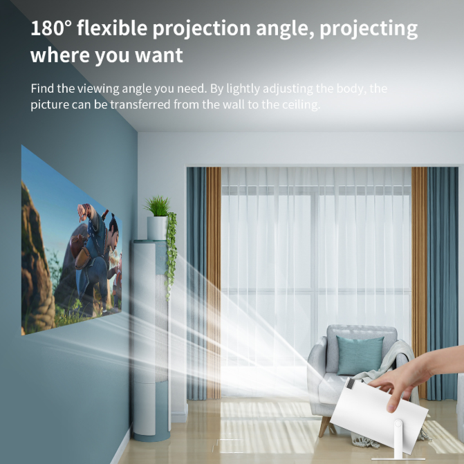 HY300PRO Mini Projector with WiFi and Bluetooth, Portable Projector 720p Support, Auto Keystone, 180 Degree Rotation, Smart Proyector for Home Outdoor