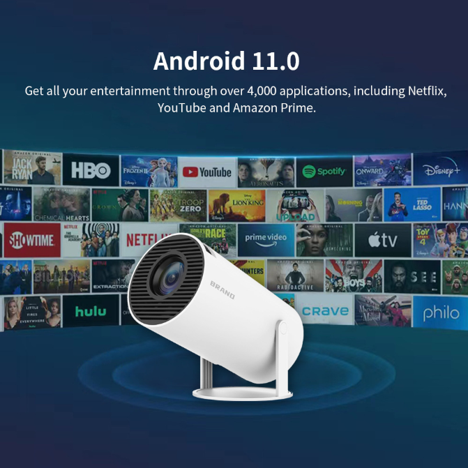 HY300PRO Mini Projector with WiFi and Bluetooth, Portable Projector 720p Support, Auto Keystone, 180 Degree Rotation, Smart Proyector for Home Outdoor