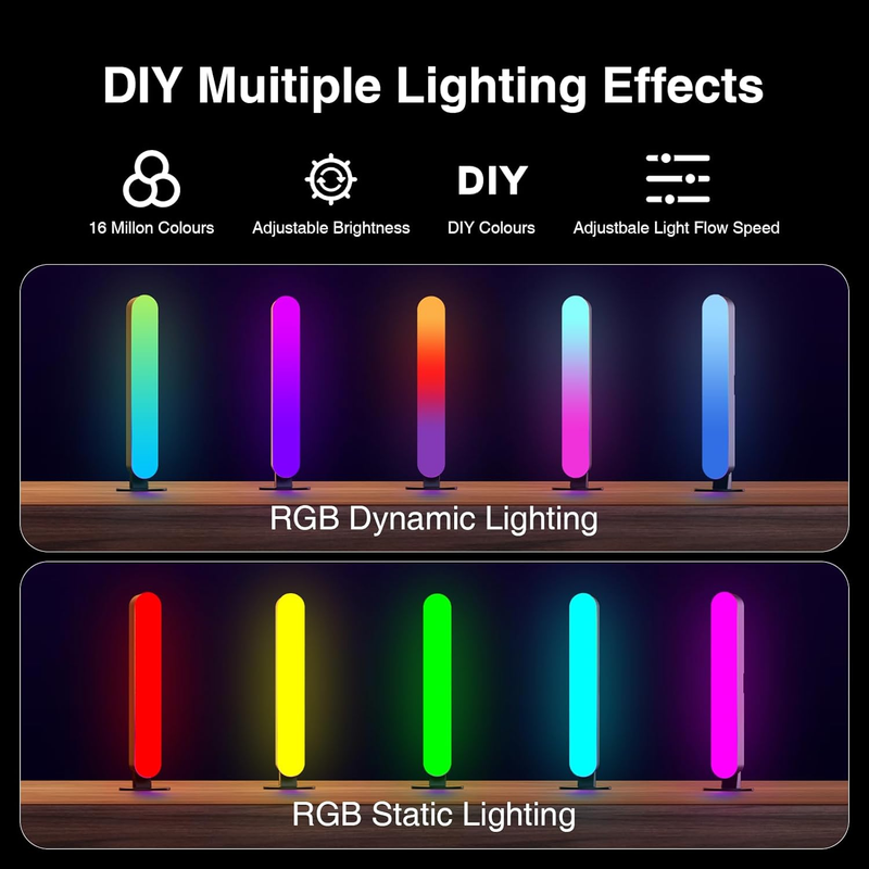 LED Light Bar, Music Sync RGB Light Bar, USB Ambient Lamp, Color Changing Gaming TV Backlight with Remote Control, 15 Dynamic Modes for Room