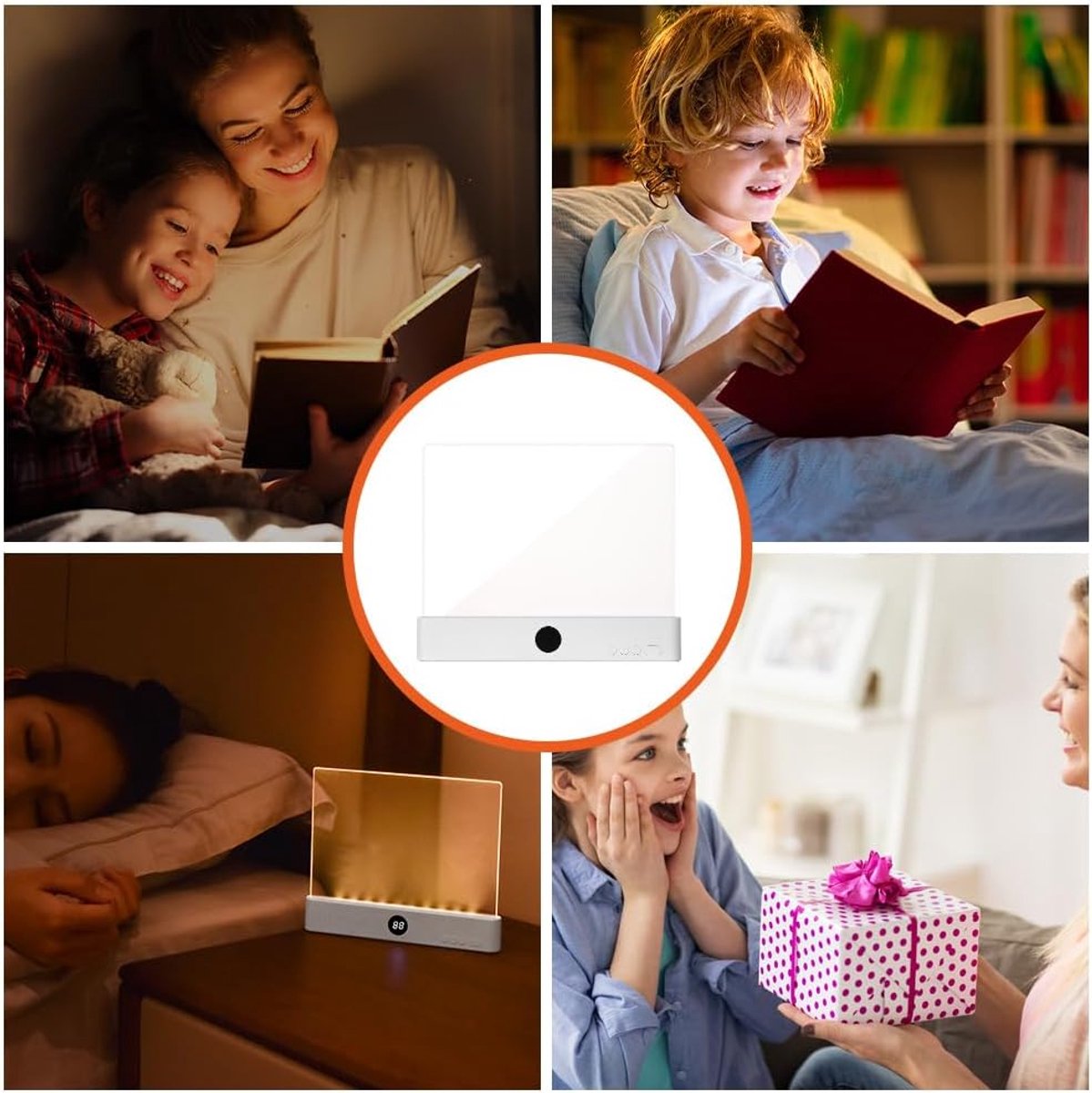 Lampe de lecture plate, lampe de chevet LED , lampe de lecture de livre, lampe de lecture de protection, lampe de lecture de nuit (blanc)