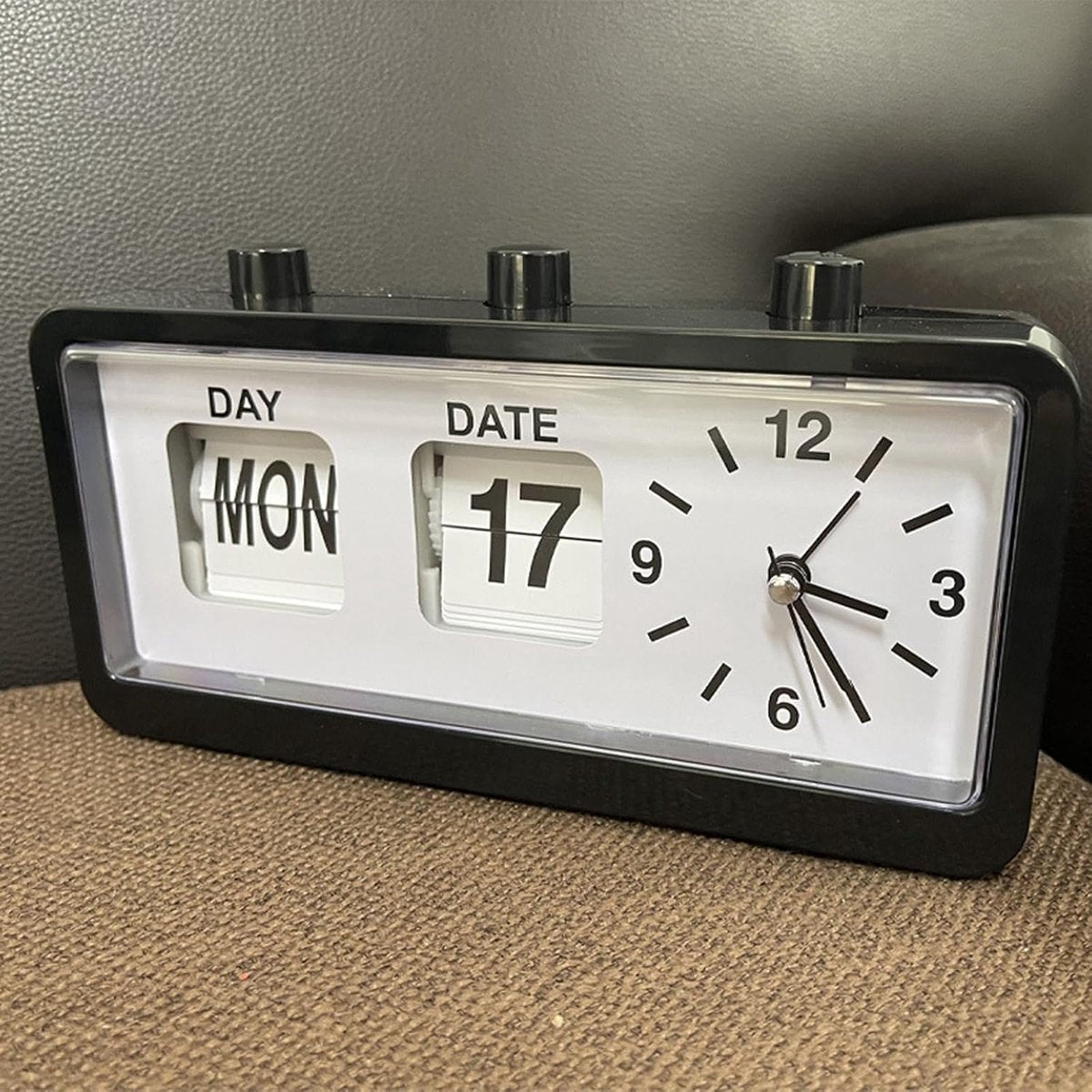 Wekker - Digital Alarm Clock - Alarm Clocks - Children's Alarm Clock - Mechanical Alarm Clock - Vintage Elegance - with calendar, date, and weekday display - suitable for home office decoration - black