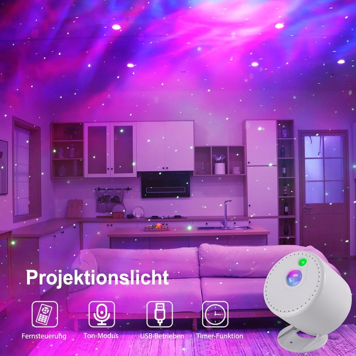Projector - Starry Sky Projector - Starry Sky Lamp - Night Light Projector - With adjustable speed and brightness - With remote control - For decorating bedrooms, children's rooms, and adults' rooms