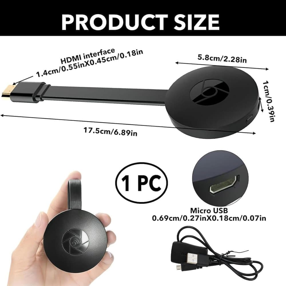 Wireless HDMI Dongle 1080p Media Streamer, Black, Compatible with Home Theater TV and Projector
