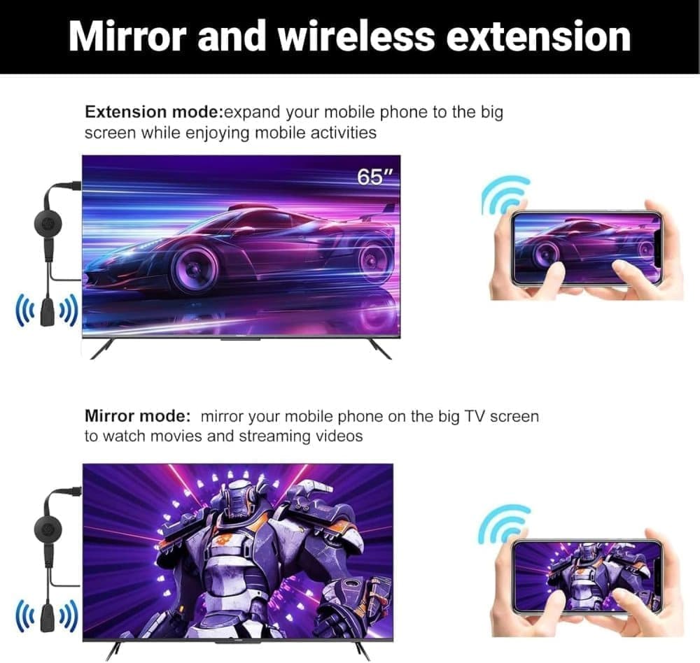 Wireless HDMI Dongle 1080p Media Streamer, Black, Compatible with Home Theater TV and Projector