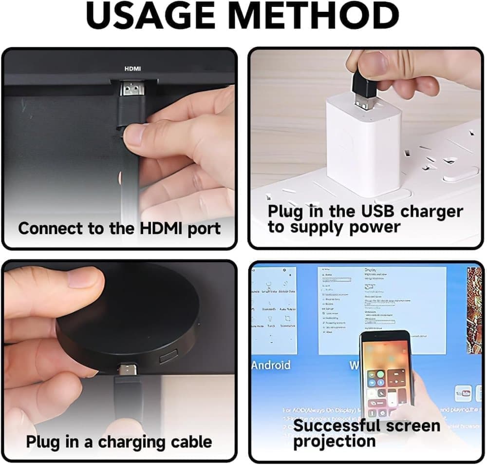 Wireless HDMI Dongle 1080p Media Streamer, Black, Compatible with Home Theater TV and Projector